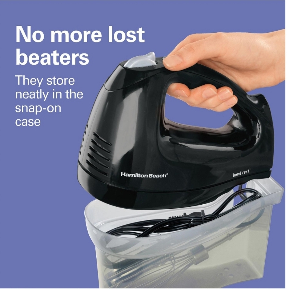 Hamilton Beach 6-Speed Hand Mixer w/Whisk Beaters & Snap-On Storage Case NIB* - Picture 7 of 8